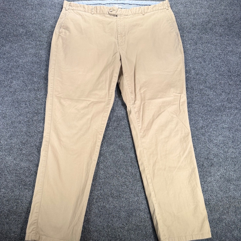 Peter Millar Chino Pants Mens 42 Khaki Tan Flat Front Straight Leg Cotton Casual